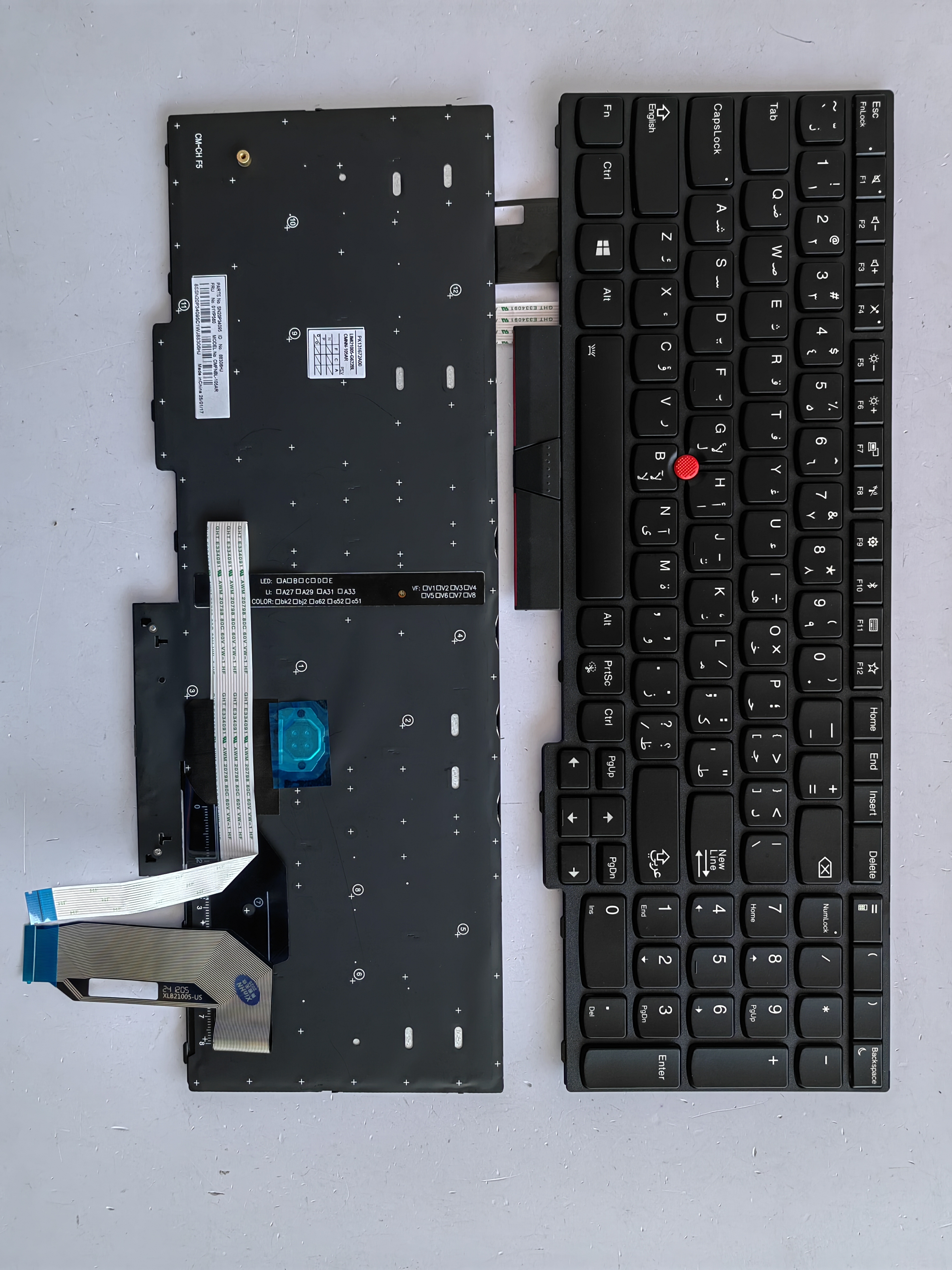 Picture of New Replacement Laptop Keyboard For IBM E580/E585/E590/T580S/L590/L580/P52/P53/P73 BLACK FRAME BLACK With Point Backlit (OEM) AR Layout